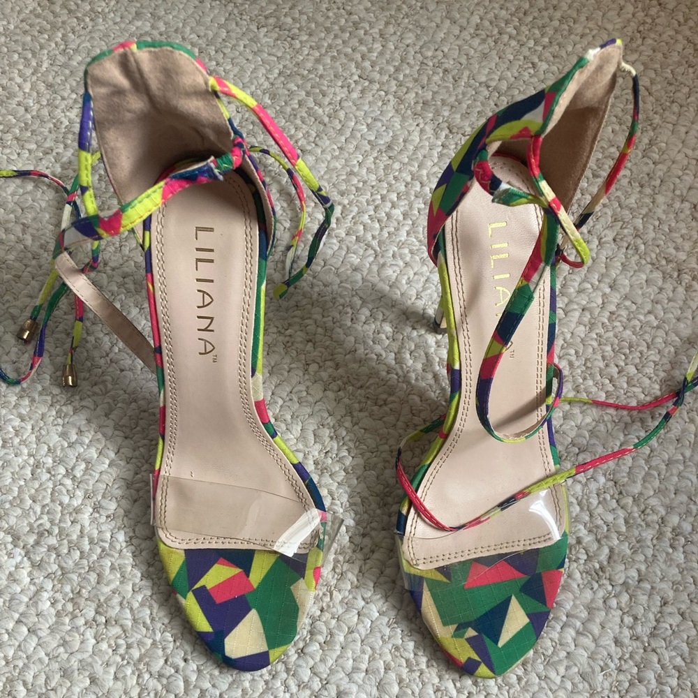 Liliana Green and Blue Stiletto Heels